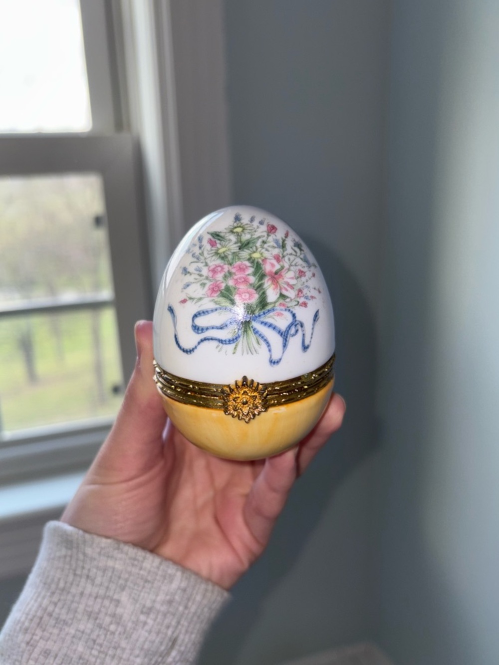Floral Egg Trinket Box